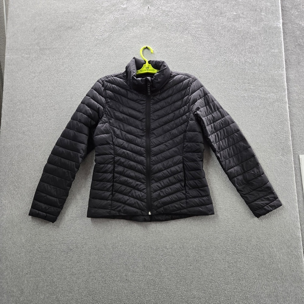 Old Navy Women Jacket M Black Nylon Microfiber Water Resistant Puffer